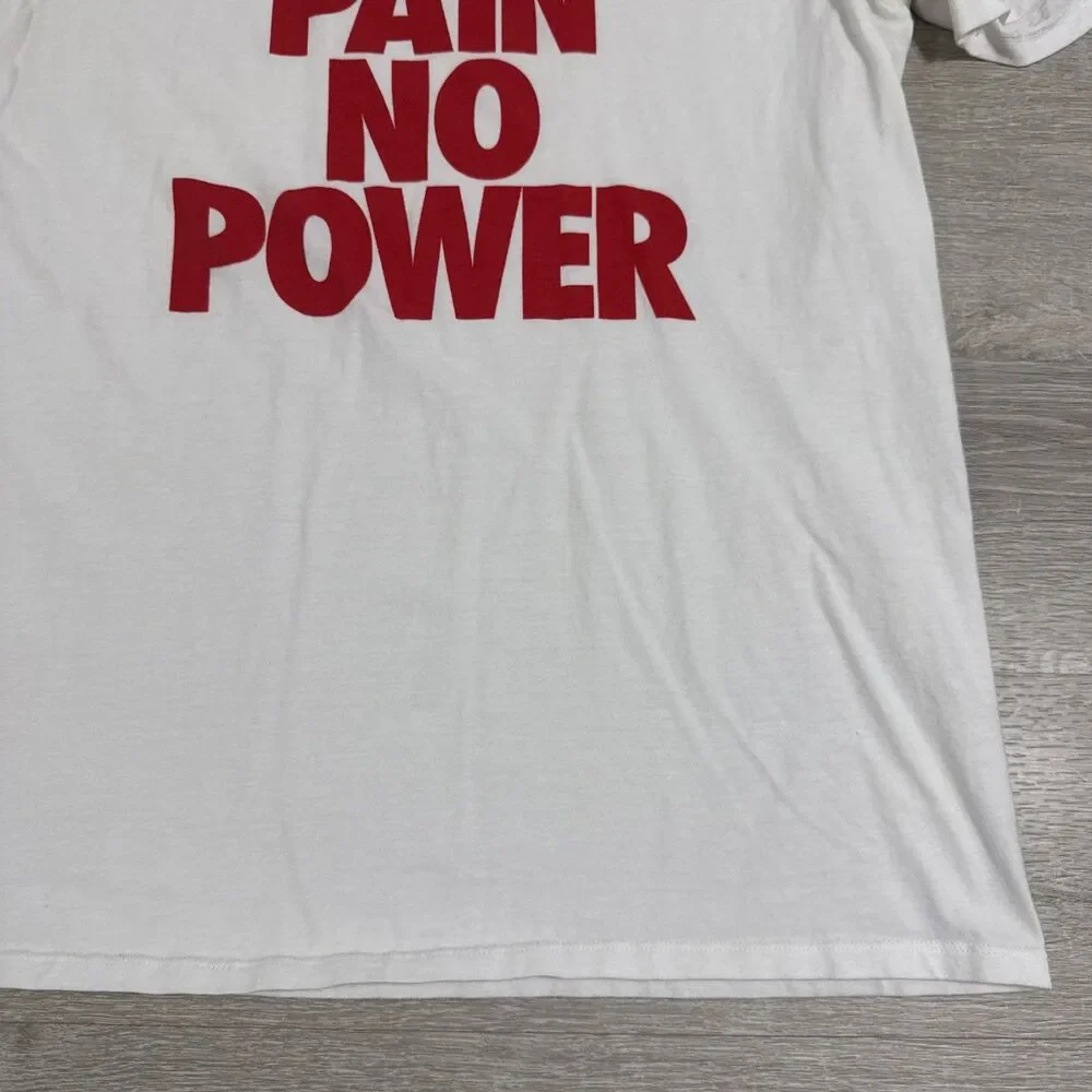 Nike Shirt No Pain No Power Men’s White Large Athletic Cut Red Swoosh